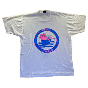 Vintage Swine Cooler Pink Pig Shirt Size XL - Made In The USA